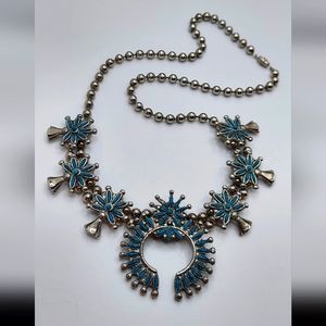 Vintage Silver Toned Squash Blossom Necklace southwest style
